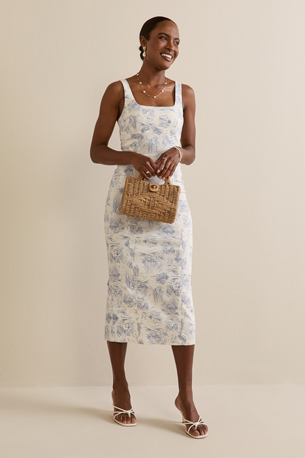 Grace Postcard Print Midi Dress
