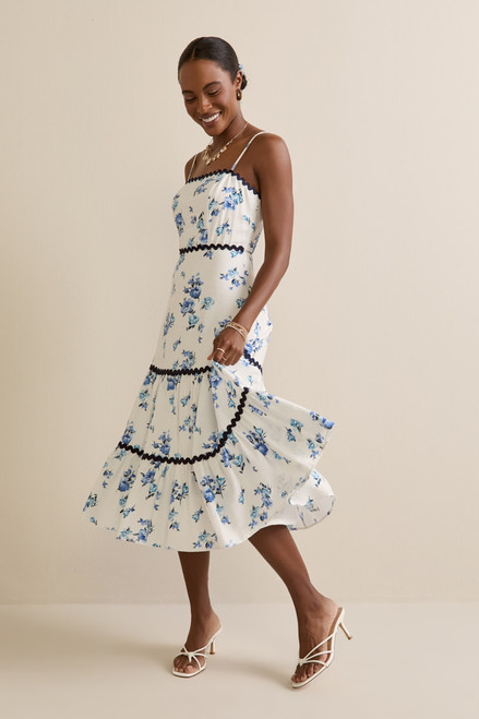 Rachael Ric Rac Floral Midi Dress