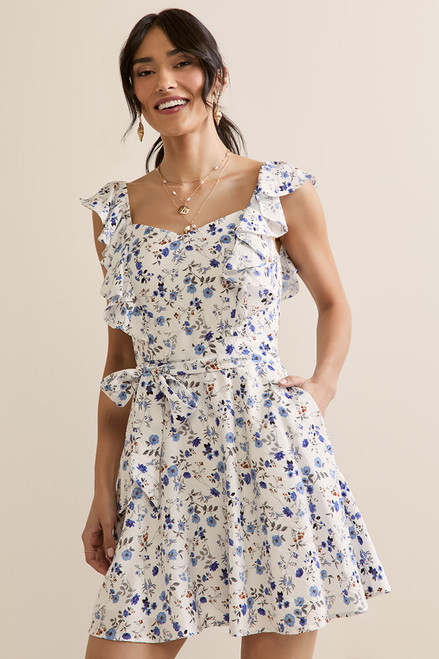 Blanca Flutter Sleeve Mini Dress