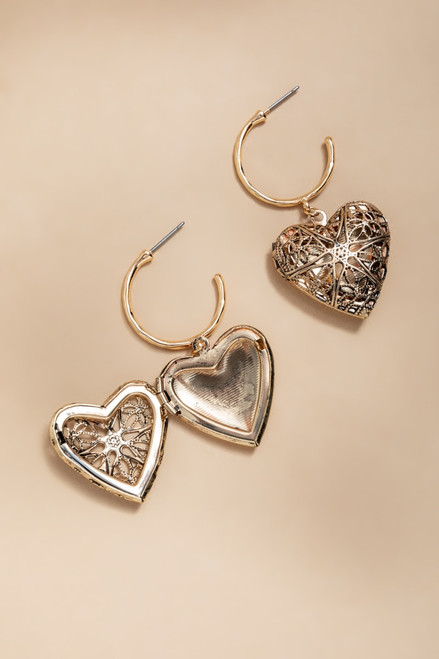 Liza Heart Locket Drop Earrings