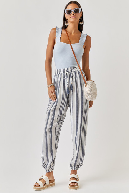 Iris Striped Drawstring Jogger Pants