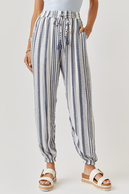 Iris Striped Drawstring Jogger Pants