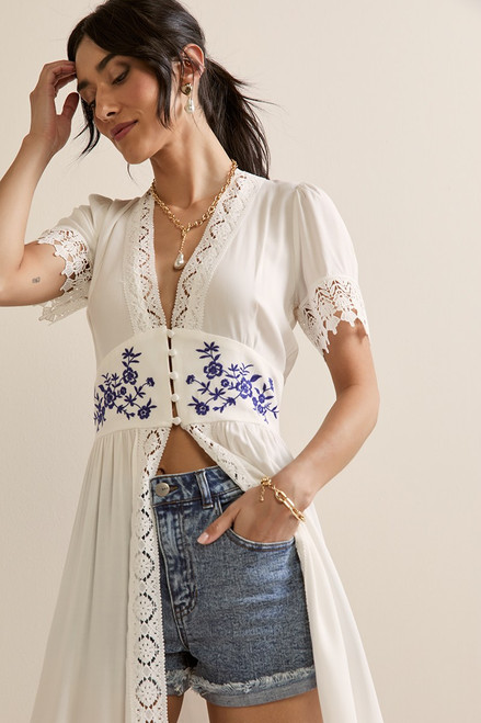 Katrina Embroidered Long Kimono