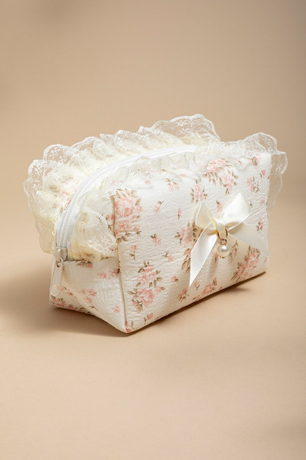 Floral and Lace Cosmetic Bag