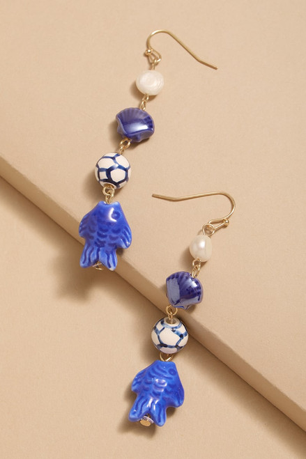 Gina Ceramic Fish Drop Earrings