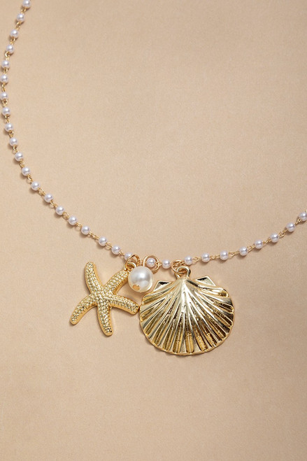 Lara Sea Life Charm Pearl Necklace