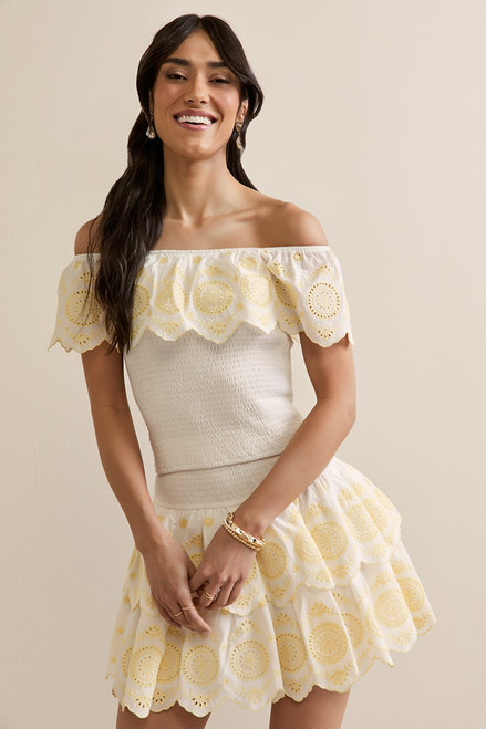 Rene Smocked Eyelet Top