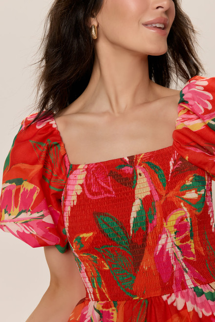 Veronica Tropical Print Midi Dress