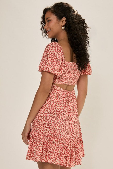 Sara Cinched Front Floral Mini Dress