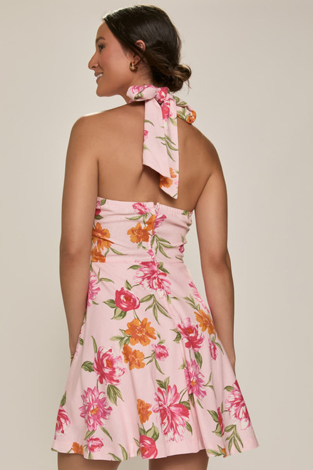 Janet Halter Neck Floral Mini Dress