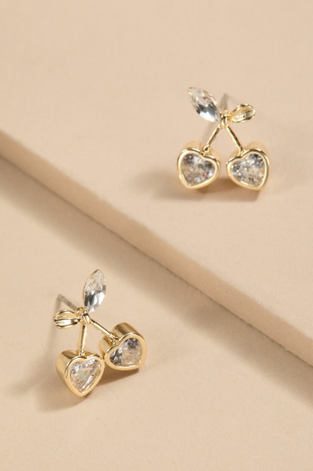Velma Crystal Cherry Heart Earrings