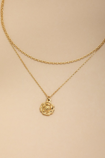 Eliza Stainless Steel Rose Pendant Necklace