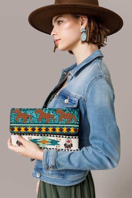 Rodeo Horse Beaded Clutch