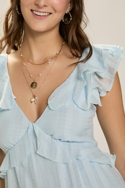 Joy Flutter Neck Mini Dress