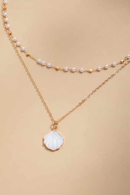 Hillary Shell Pendant Layered Necklace