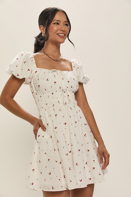 Jamie Cherry Print Mini Dress