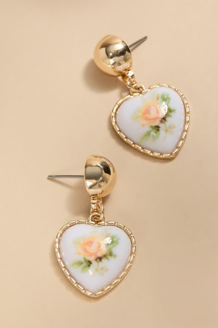 Jodie Ceramic Heart Drop Earrings