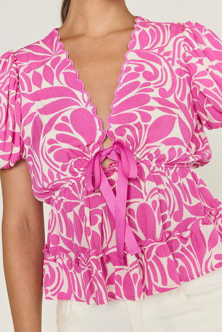 Mona Floral Front Tie Blouse