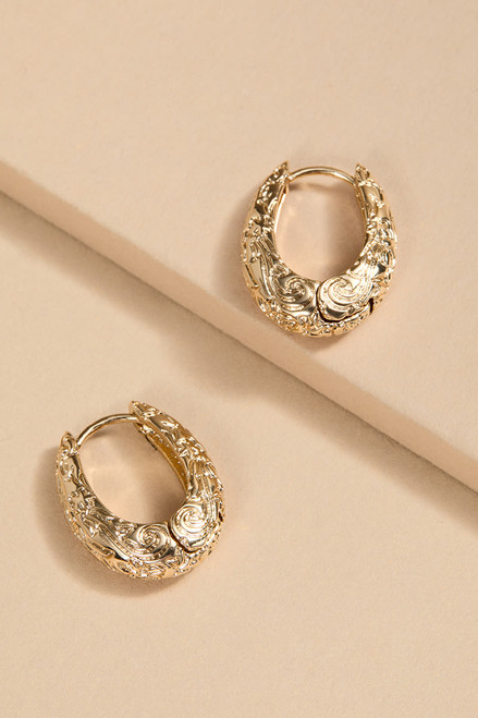 Sheryl Embossed Long Hoop Earrings