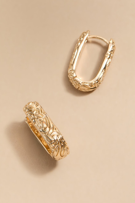 Faith Embossed Gold Hoop Earrings