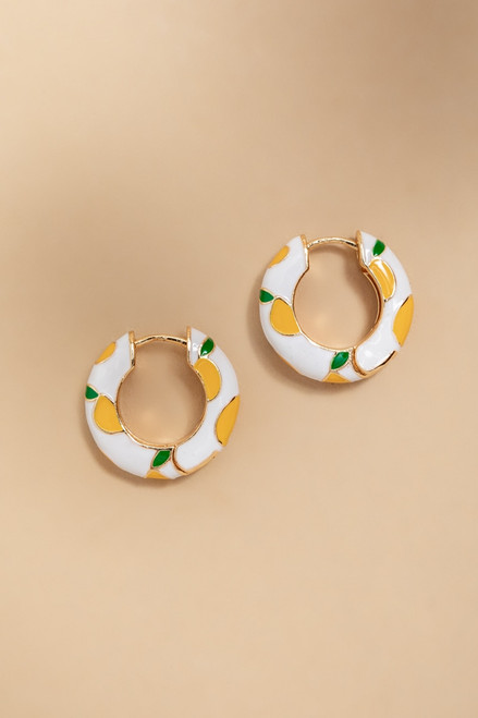 Marlene Lemon Thick Hoop Earrings