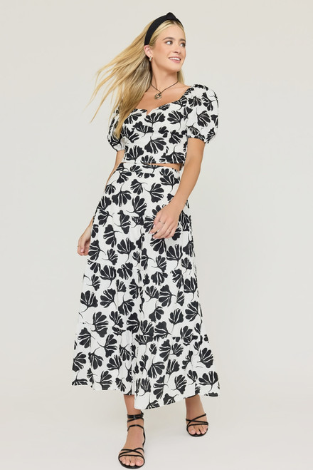 Cindy Leaf Print Top