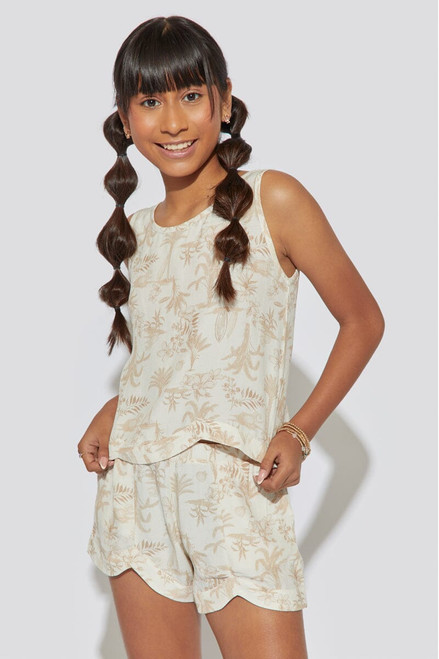 Hello Franki Printed Scalloped Tank Top for girls