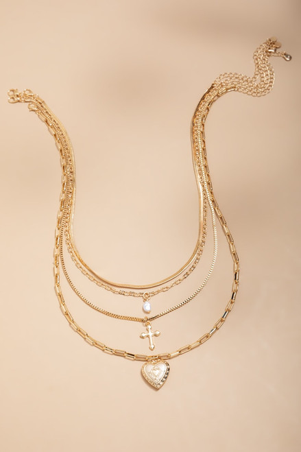 Betty Locket and Cross Layering Necklace Set