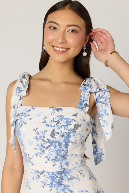 Liza Front Slit Floral Midi Dress