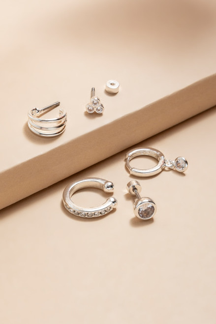 Shirley Crystal Silver Ear Scape Set