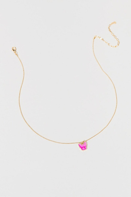 Hello Franki Neon Pink Frenchie Pendant Necklace for girls