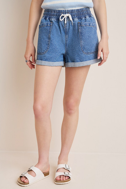 Holly Drawstring Denim Shorts