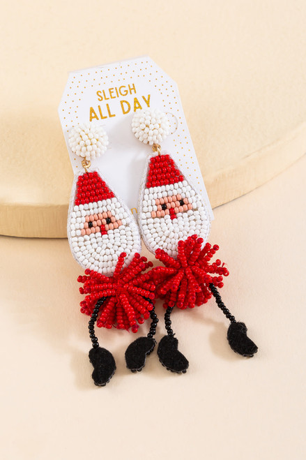 Santa Clause Beaded Drop Earrings