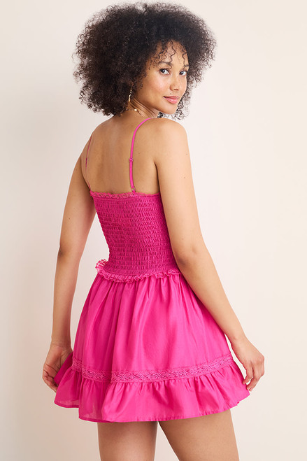 Hadley Drop Waist Smocked Magenta Mini Dress