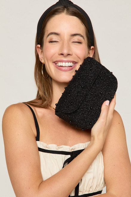 Nicole Black Pearl Fold-Over Clutch