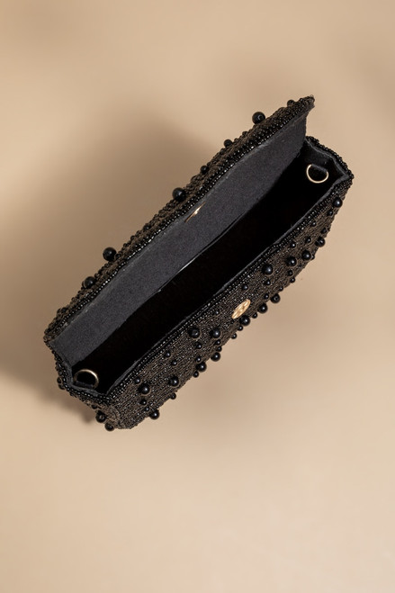 Nicole Black Pearl Fold-Over Clutch