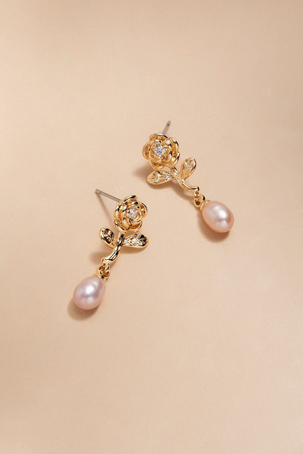 Rose Pearl Drop Earrings