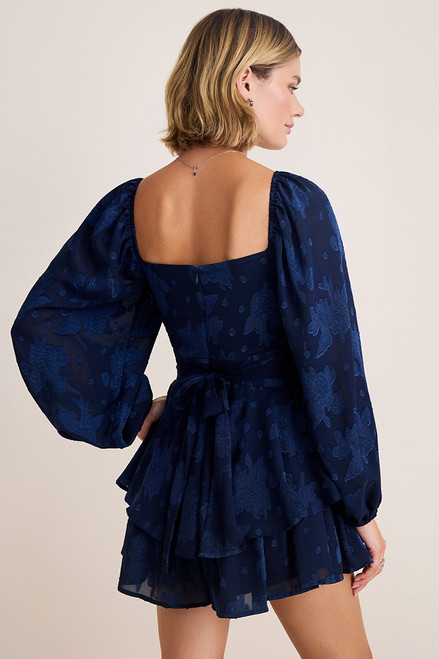 Terry Long Sleeve Jacquard Romper