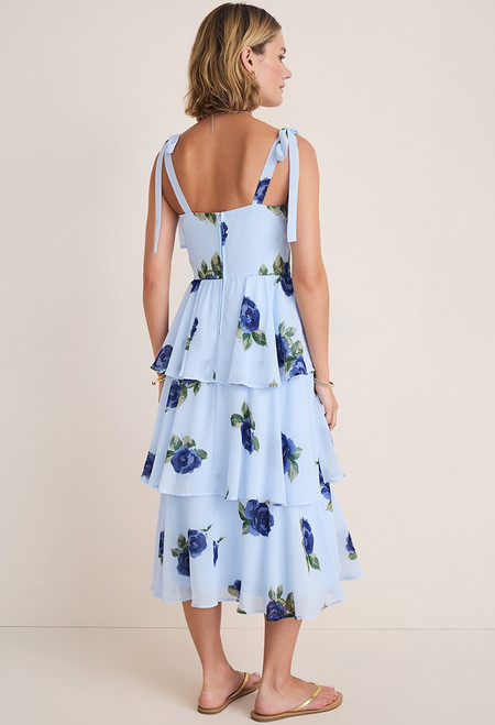 Cindy Floral Tiered Midi Dress