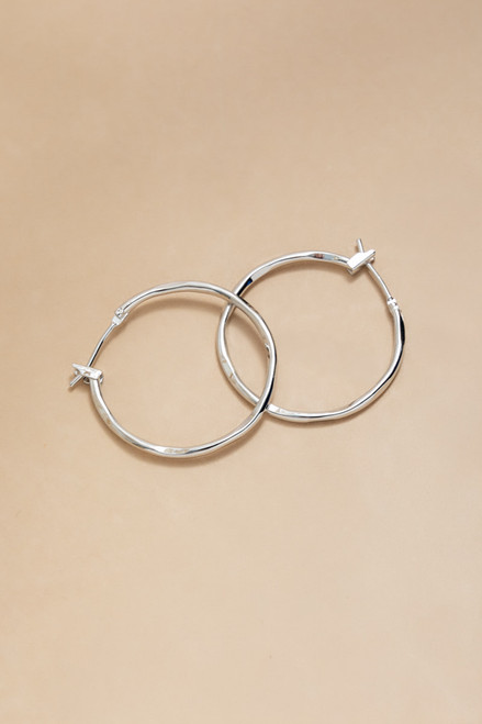 Stella Silver Hammered Hoop Earrings