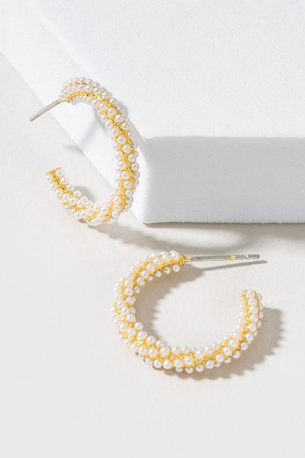 Jasmine Twisted Pearl Hoops