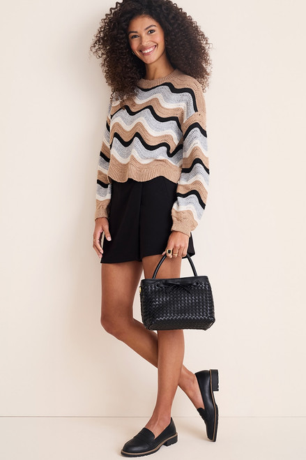 Maggie Wavy Striped Pullover Sweater