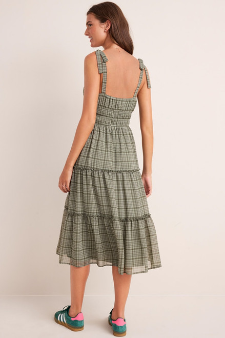Joy Plaid Tiered Midi Dress