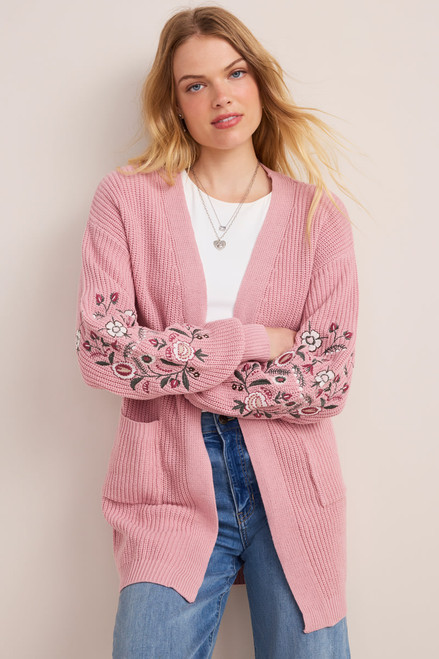Monica Floral Embroidered Long Cardigan