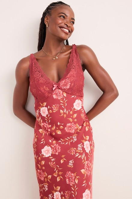 Bobbie Lace Trim Floral Midi Dress