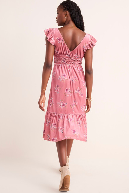 Jessie Flutter Sleeve Floral Midi Dress