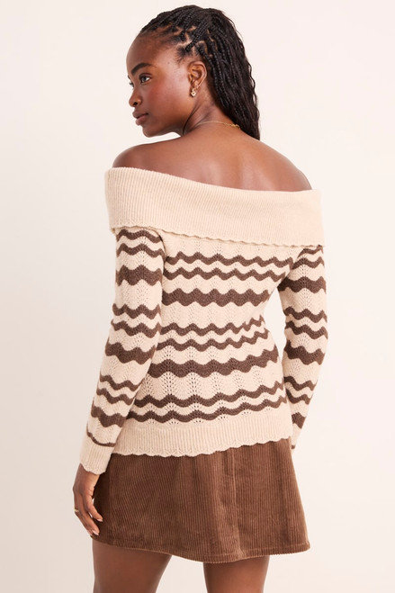 Sharron Off the Shoulder Stripe Sweater