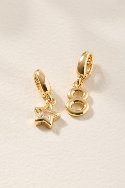Number and Star Charm Set Gold
