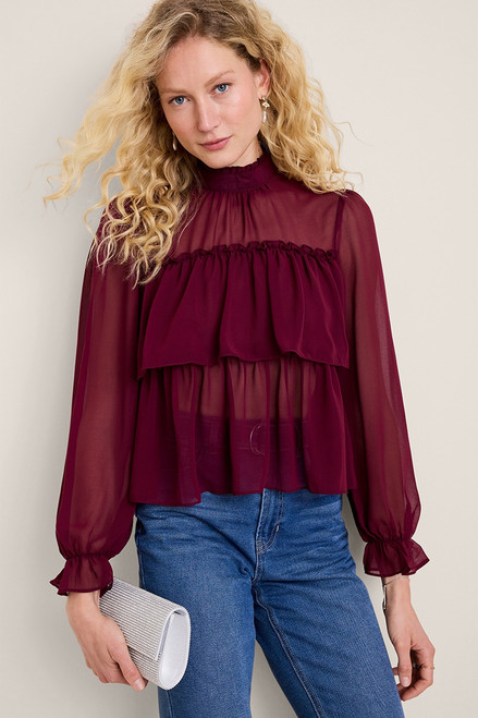 Isabella Sheer Ruffle Blouse