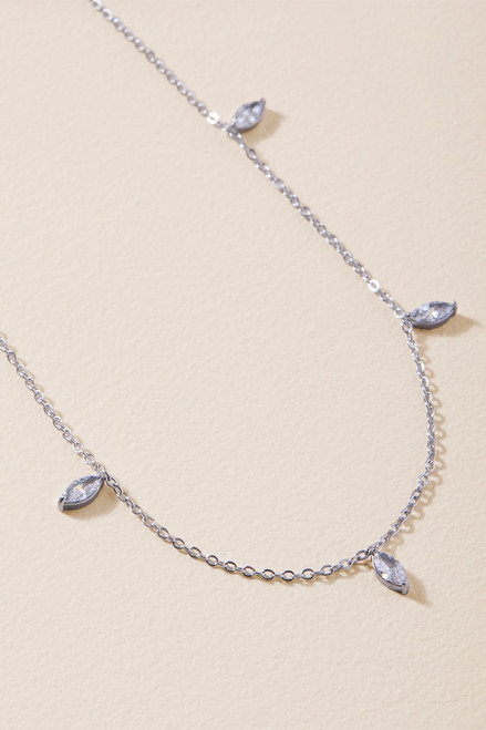 Bridget Stainless Steel Crystal Station Necklace